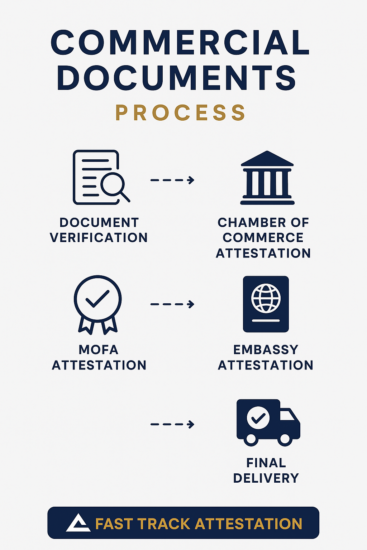 Commercial documents attestation process in Dubai, Commercial documents process details, Document attestation in Dubai